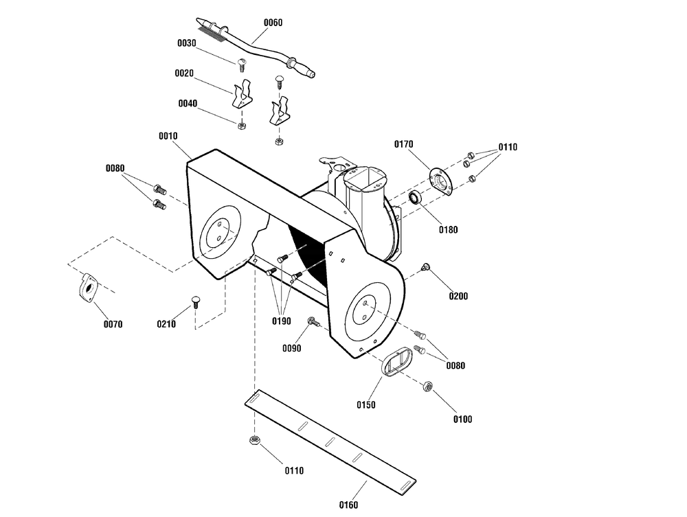 Auger Housing Group Diagram and Parts List for 1696230-00-CH842100SE  Briggs and Stratton Snow Blower